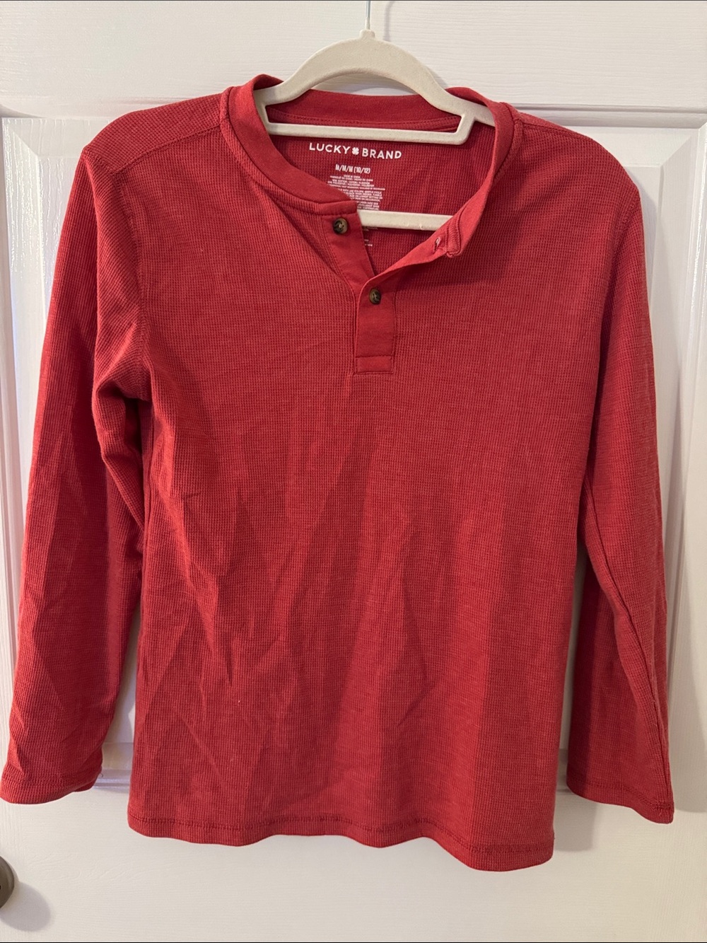 Lucky Brand Brick Red Waffle Henley Long Sleeve